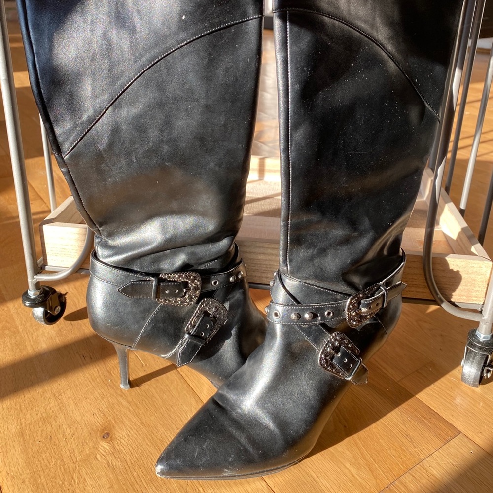 Black leather boots